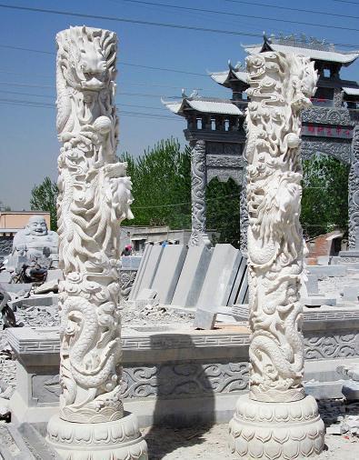 汉白玉龙柱 圆柱 石雕柱子产品,图片仅供参考,直销文化柱 汉白玉龙柱